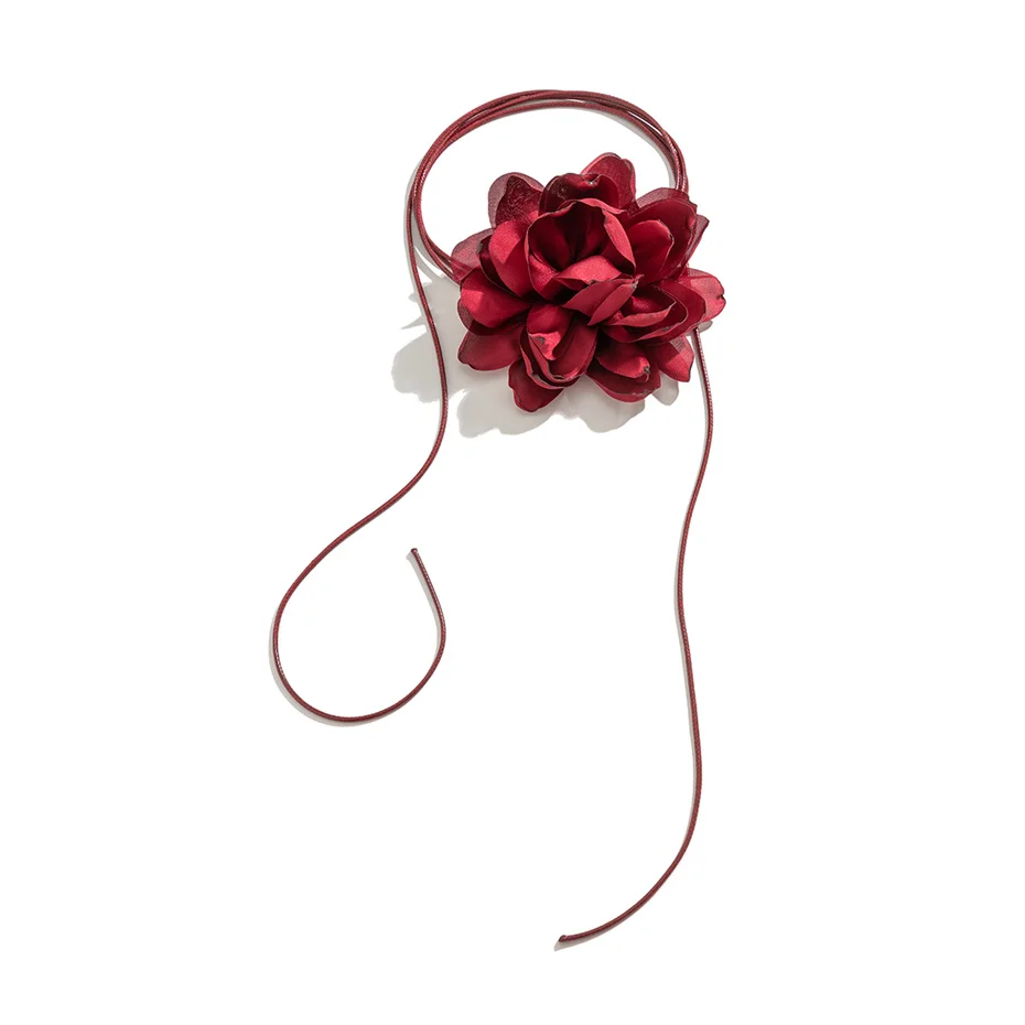 Ingemark Übertriebene große Rosen-Blumen-Halskette für Frauen, Mi, Braut, Gothic, Kpop, verstellbare Schleife, Kette, Y2K-Accessoires, Neu – Detail 11