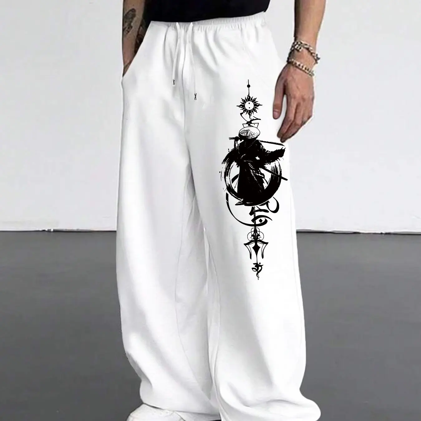 

Модные мужские повседневные спортивные свободные прямые брюки с принтом Tokyo Samurai