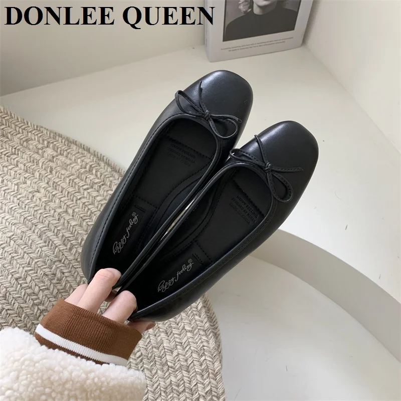 Classic Bow Tie Flats Ballerina Women Shoes Fashion Brand Round Toe Flat Ballet Female Casual Slip On Loafers 2022 Zapatos Mujer