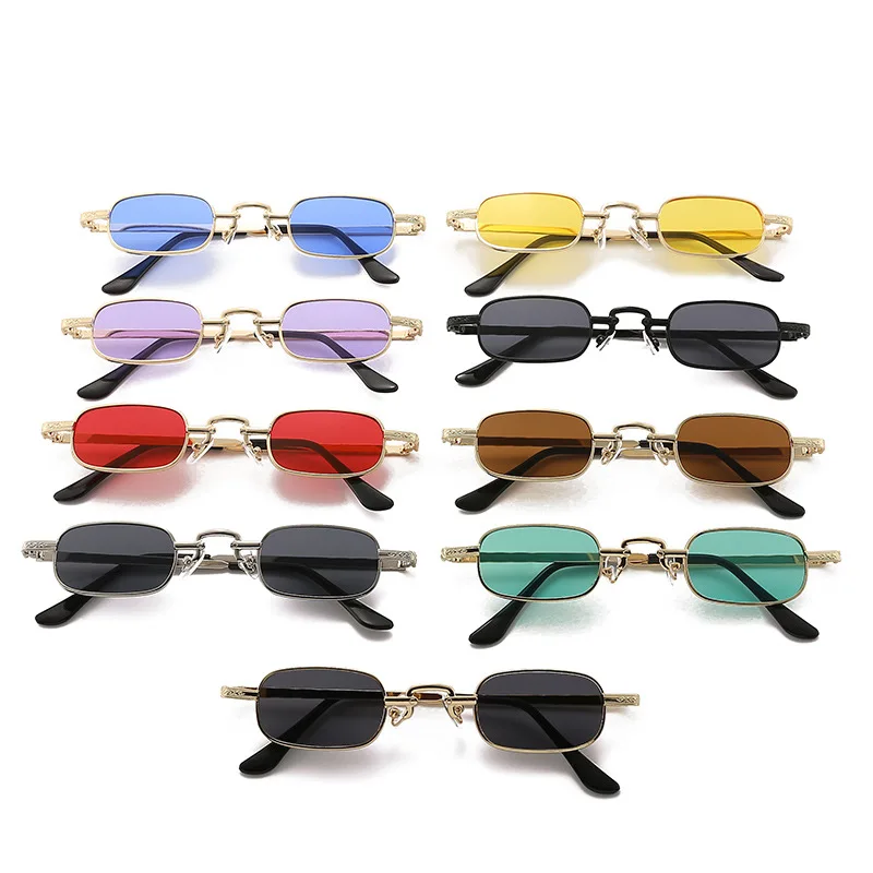 New Narrow Sunglasses for Men Fashion Rectangle for Women Metal Luxury Classic Sun Glasses