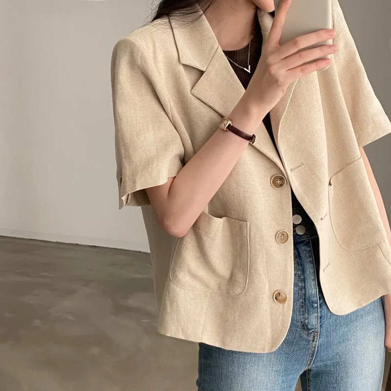 Korean chic temperament thin short sleeved suit jacket women's summer new small suit salt series outerwear