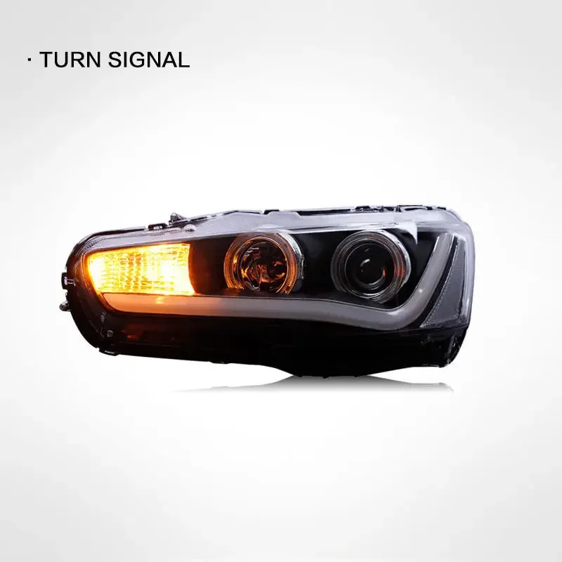 Car Headlights For Mitsubishi Lancer EVO X 2009 2010 2011 2012 2013 2014 2015 2016 2017 Full Black Sequential A Set