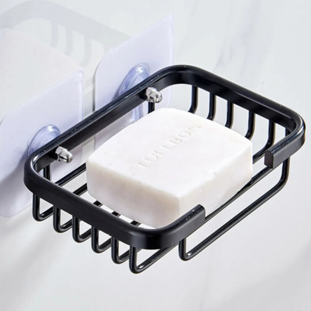 High Quality New Soap Dishes Holder Bath Bathroom Case Dispensers Metal Net No Punching No Trace Tray Accessories