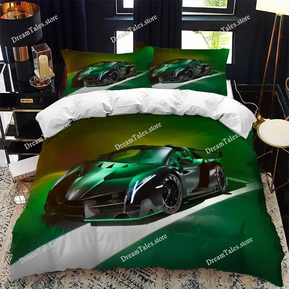 

3D Print Sports Car Bedding Set Boys Girls Twin Queen King Size Duvet Cover Pillowcase Bed Boys Adult Home Textileextile