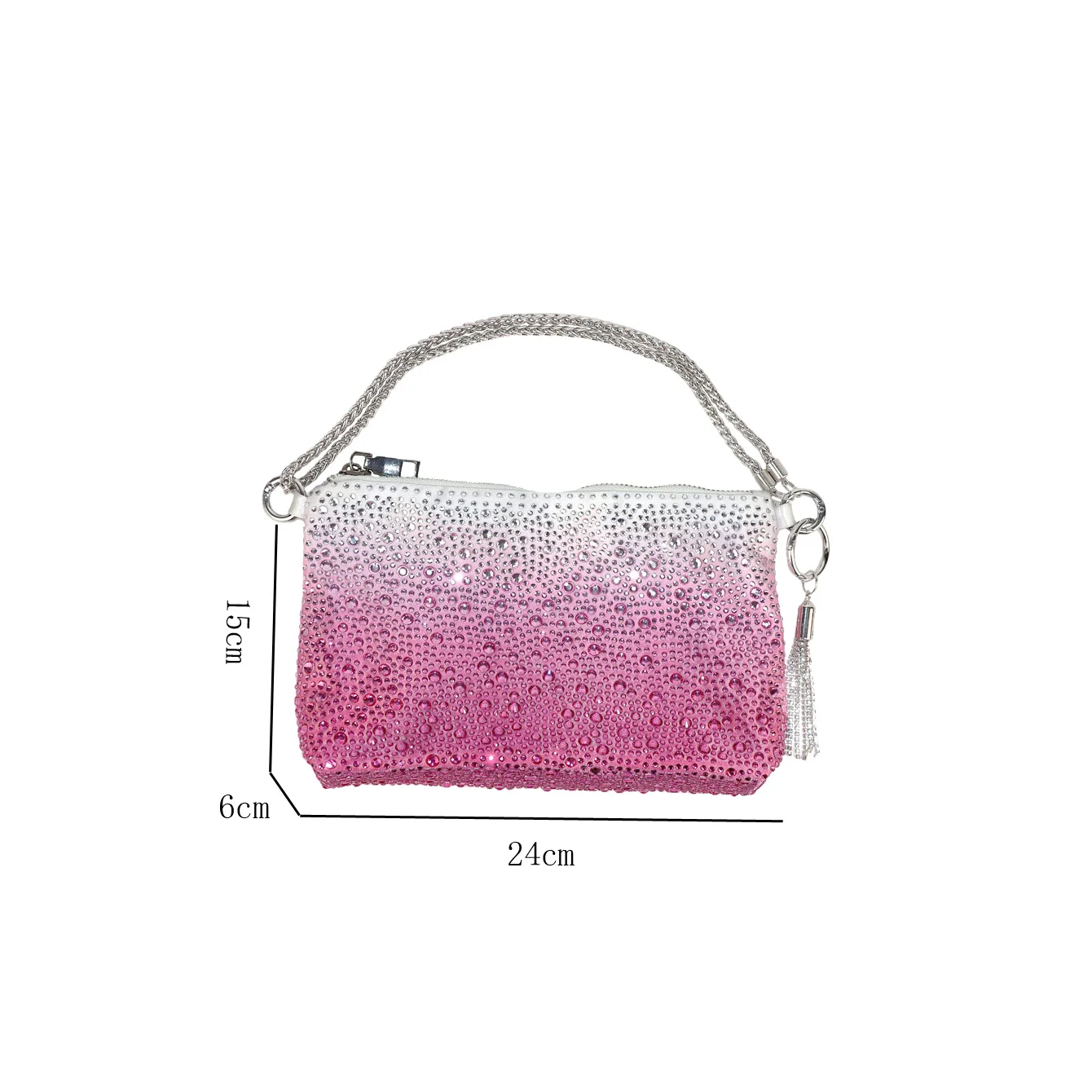 Shiny Fashionable Gradient Rhinestone Evening Clutch Bag Women Removable Chain Shoulder Crossbody Bag For Party Wedding Dailly
