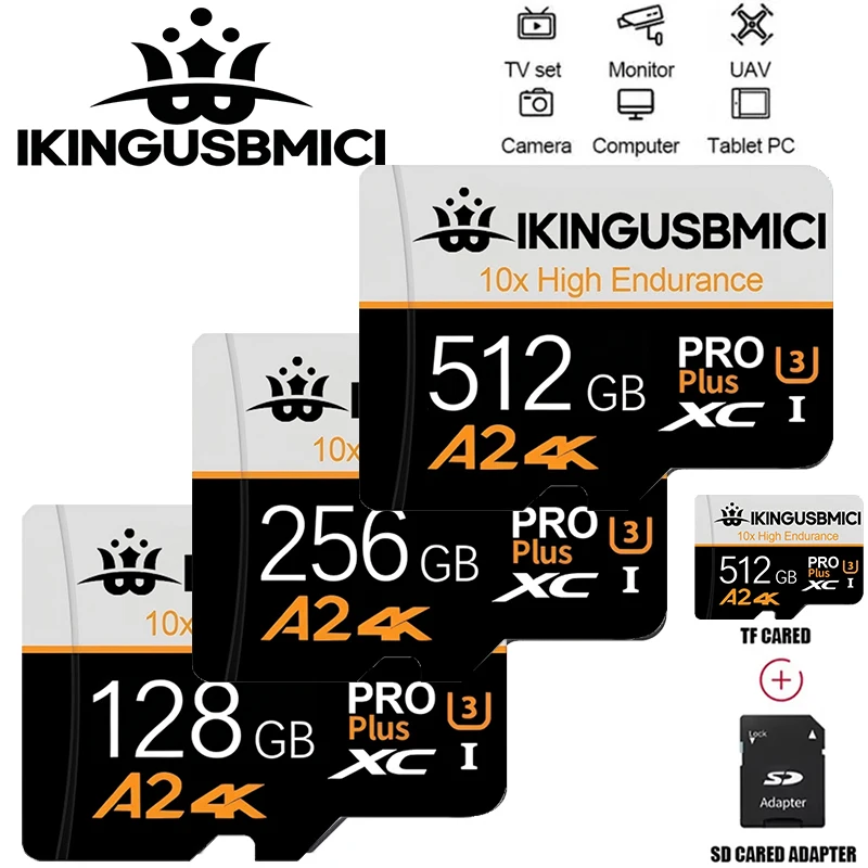 Durable Micro TF SD Card Memory Card TF Cards SD Cards 128GB 256GB 512GB Dustproof Class 10 U1 for Smartphone Gaming GoPro