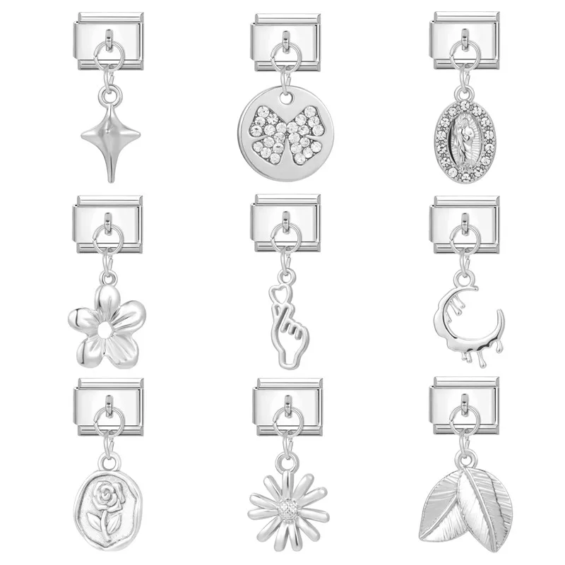 

Youvelst Creative Charms Four Pointed Star Bow Charms Italian Links Fit 9mm Bracelet Stainless Steel Making DIY Jewelry