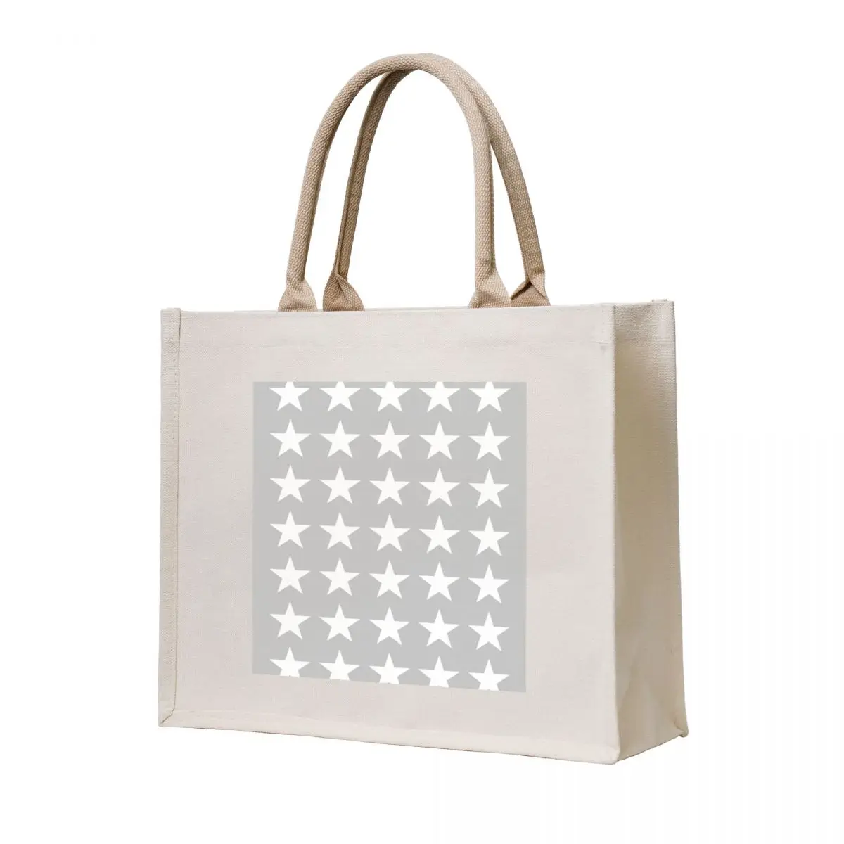 

Medium WHITE and SILVER GREY STARS Tote Bag woman shopping bag Women's shopping bag Canvas