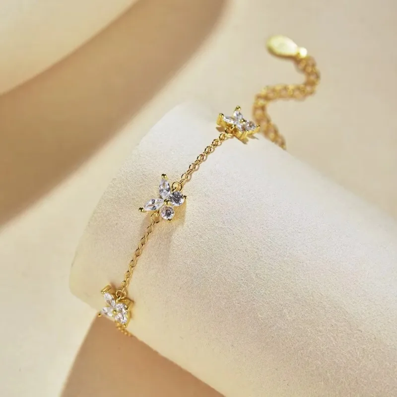 

Butterfly Vintage 925 Sterling Silver Bracelet Cubic Zirconia Stones Unique Dainty Jewelry Bracelet Gift for Mother Daughter