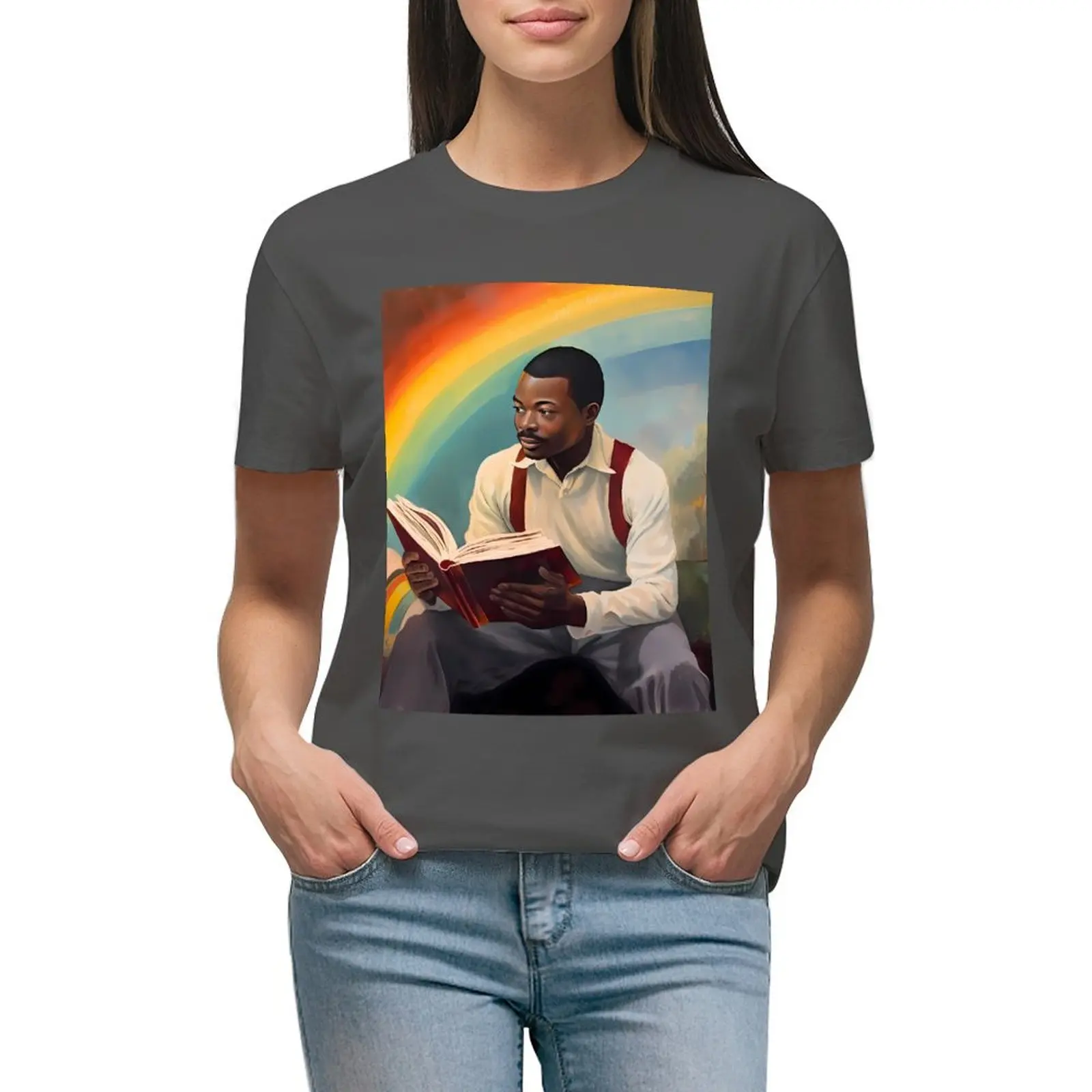 The Reading Rainbow T-shirt Aesthetic clothing animal print shirt for girls cute clothes t-shirts for Women graphic tees funny