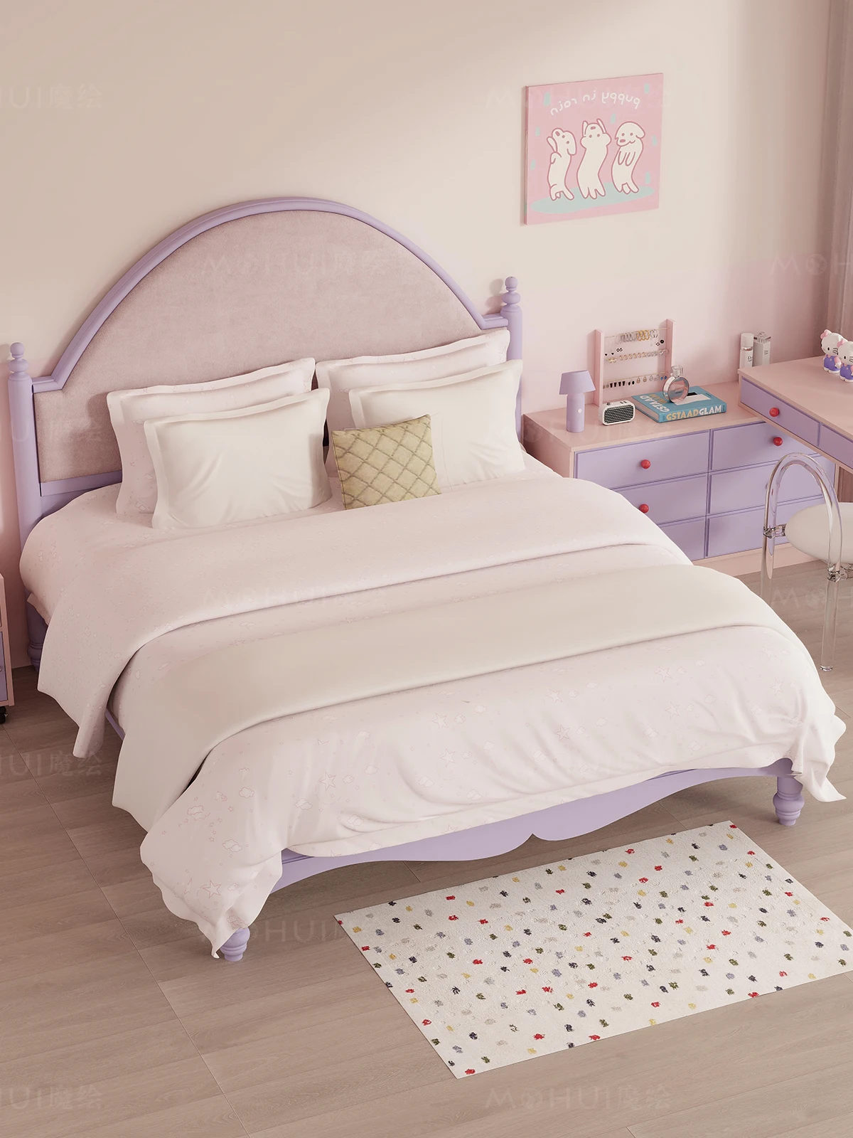 

Детская кровать принцессы из цельного дерева, бытовая односпальная двуспальная мягкая кровать-мешок