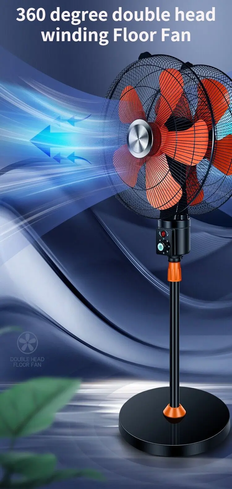 

20 Inch 3 Speed 360 Degree Winding Smart Double Headed Floor Fan Industrial Fan Electric Fan