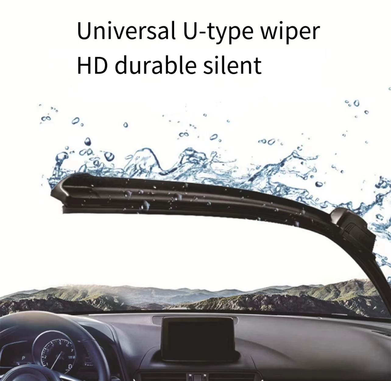 Car Wiper Blades Universal U-type Soft Rubber Boneless Wiper  Brush Clean Reduce Noise Automotive Wiper 16