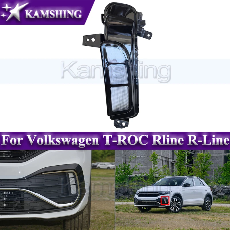 

Kamshing Front Bumper Foglight For Volkswagen T-ROC Rline R-Line 2023-2024 Driving Fog Light Daytime Running Light Signal Lamp