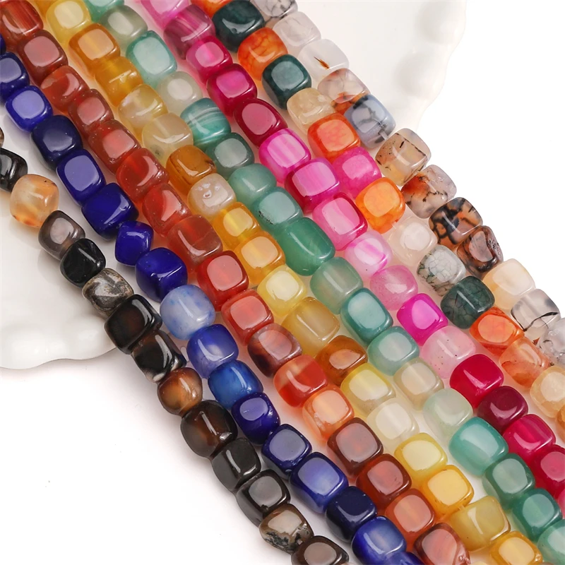 

10/50PCS Natural beads Stone Agate Block Earrings Pendant beading Charms Loose for Bracelets Jewelry Components DIY Accessories
