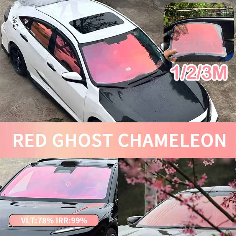 

VLT78% Solar Colorful Ghost Rose Red Chameleon Windshield Sticker Heat Insulation Anti-UV Car Front And Rear Window Protection