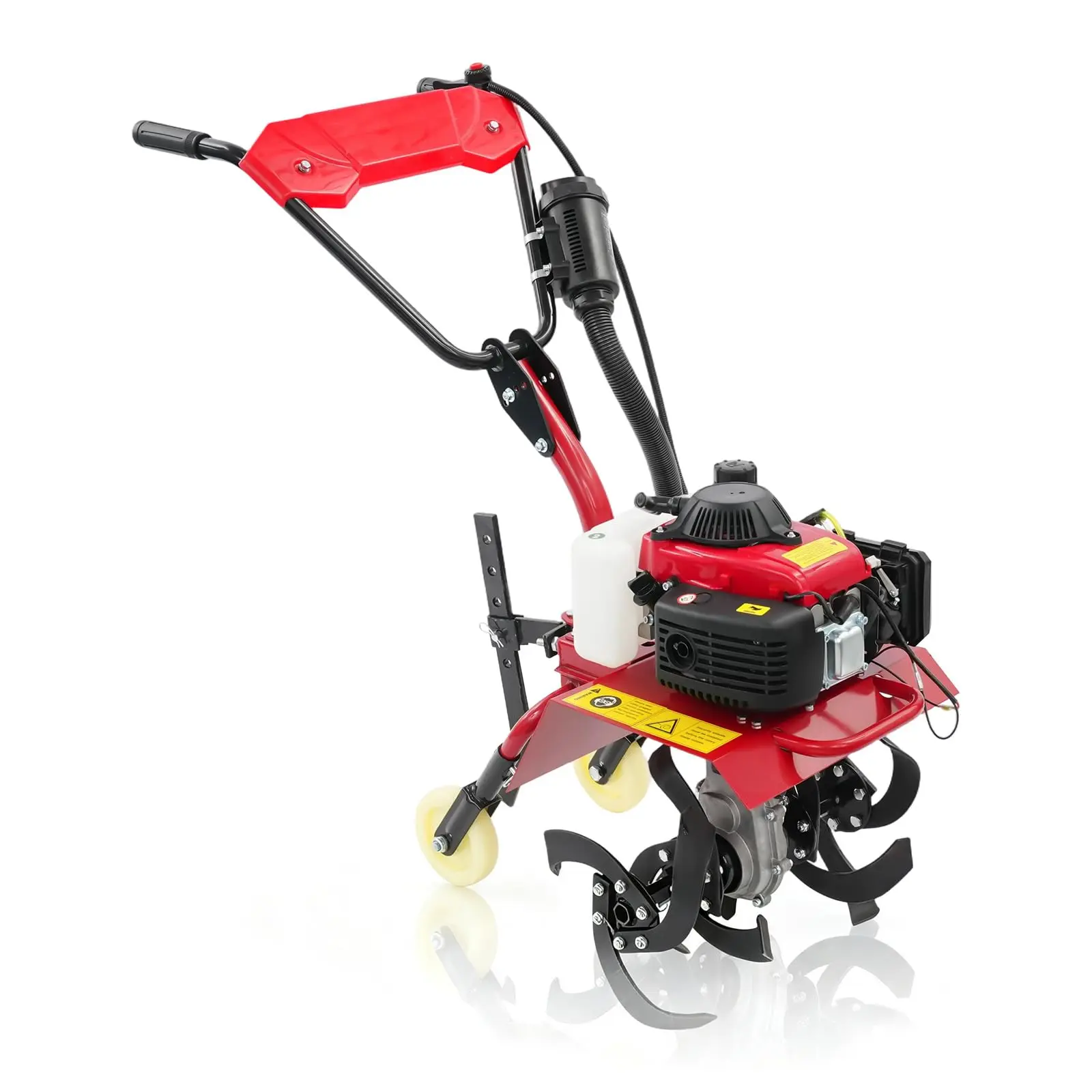 63cc Gas Garden Cultivator with 2 Wheels, 4-Stroke Gas Powered Garden Tiller, 13.78'' Width 1.97-5.90'' Depth, for