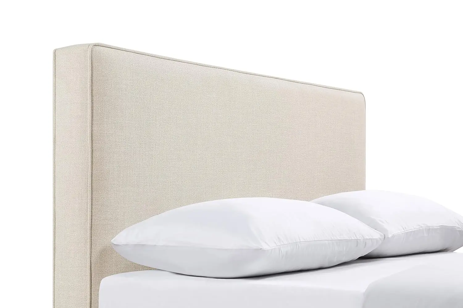 Pine Wood Upholstered Panel Headboard with Self-Welt Foam Padding, Transitional Bedroom Eastern King Sand, Customized