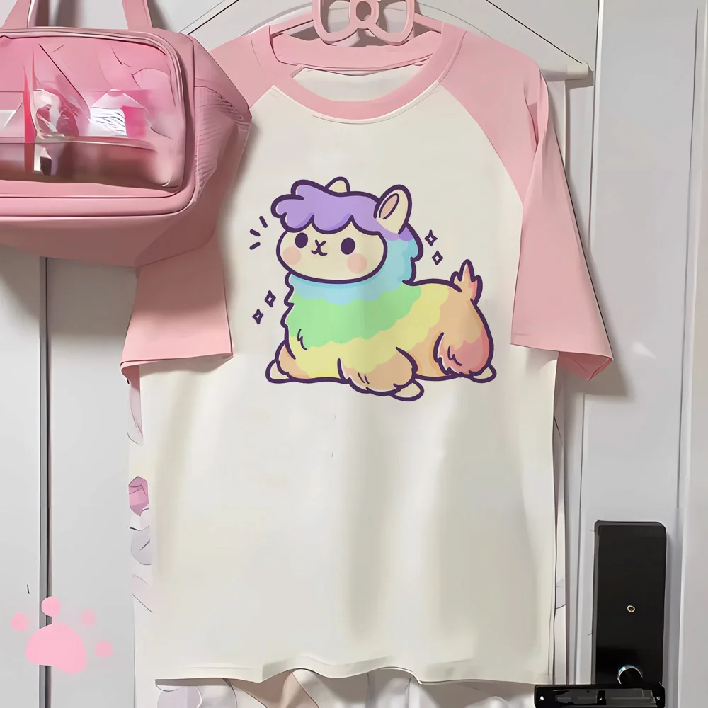 Alpaca t-shirts women summer tshirt girl manga graphic Japanese clothing