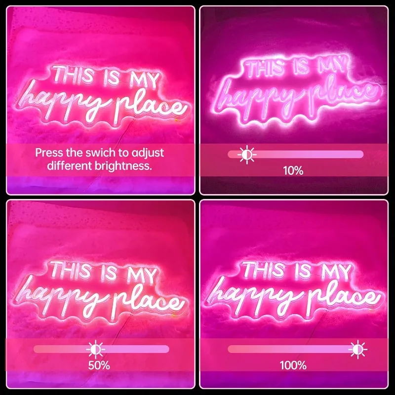 This Is My Happy Place Neon Signs for Bedroom Game Room Salon Decor,Dimmable USB Powered for Wedding Birthday Party Decor Gifts view 5