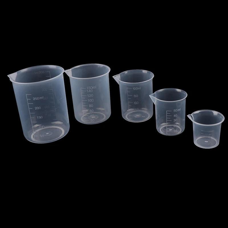 2Pcs 250ml/150ml/100ml/50ml/25ml Transparent Kitchen Laboratory Plastic Volumetric Beaker Measuring Cup