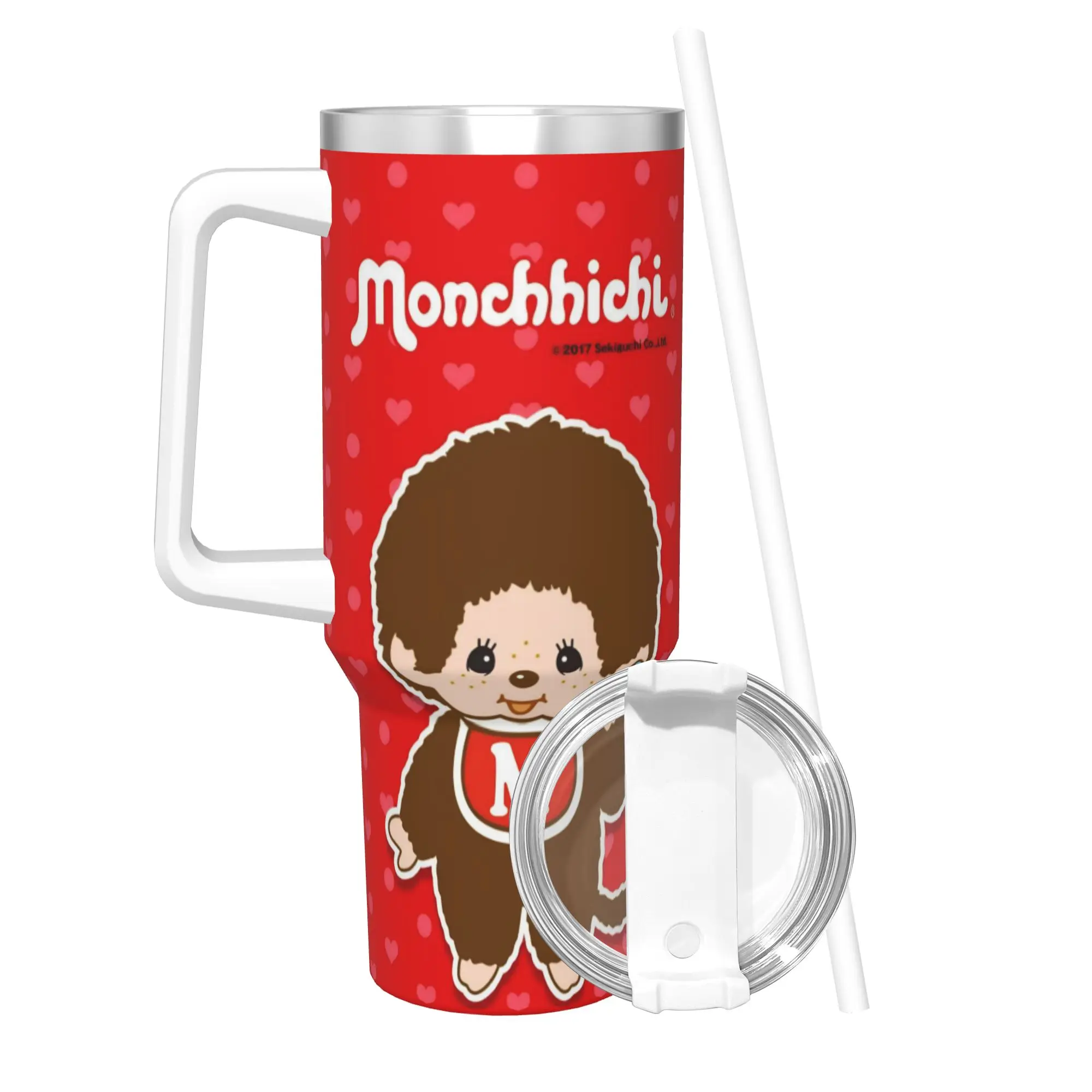 Kawaii Monchhichis  Insulated Tumbler with Lid  Vacuum Thermal Mug Office Home Hot Cold Drinks Cups 40oz