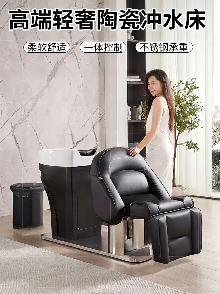 Ceramic Deep Basin Shampoo Chair Half Lying Flush Head for Hair Salon