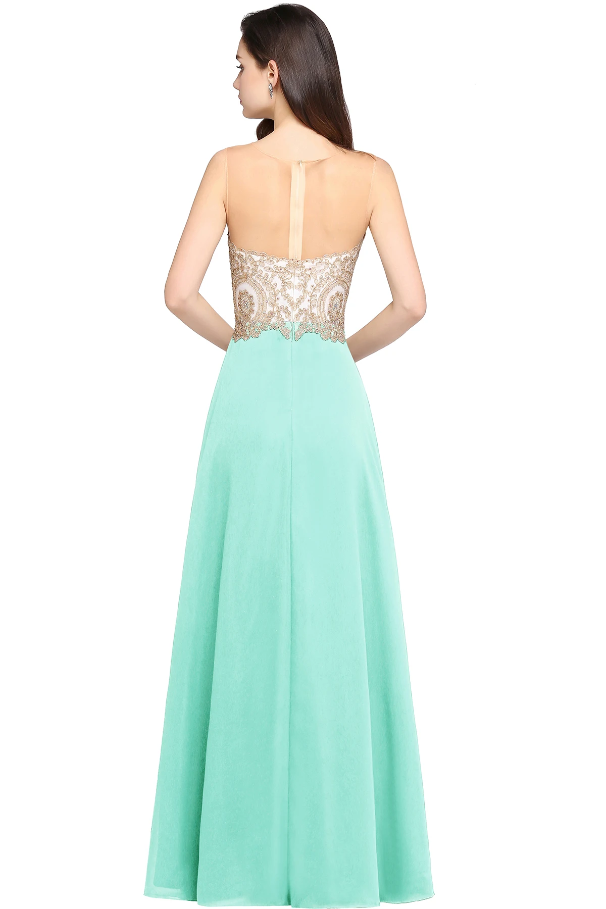 BABYONLINE Mint Green Bridesmaid Dresses Illusion Sweetheart Wedding Evening Long Elegant Gown Chiffon A Line Summer Prom Party