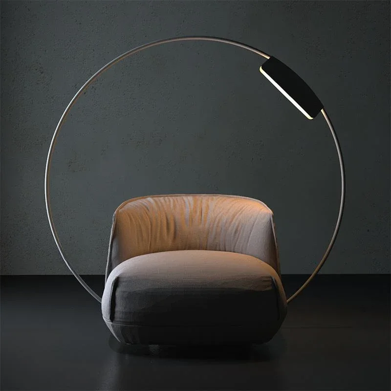 Atmospheric ring black floor lamp living room coffee table bedroom study villa exhibition hall lamp