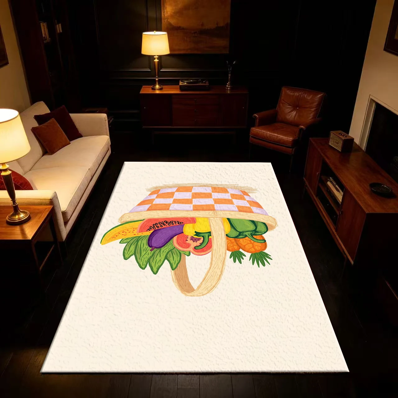 Vintage Fruit and Vegetable Basket Art Carpet Floor Decorations Home Living Room Bedroom Decorative Floor Carpet