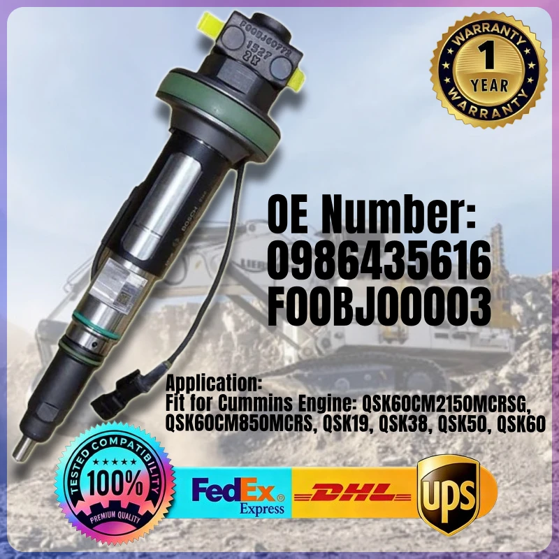 

Высококачественная топливная форсунка 0986435616 F00BJ00003 для двигателей Cummins QSK19 QSK38 QSK50 QSK60