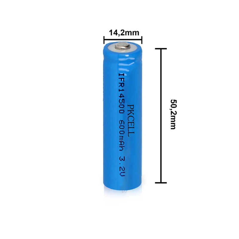 200PC PKCELL IFR14500 AA Lifepo4 Akumulator litowo-jonowy 600MAH 3.2V do lampy panelu słonecznego, szczoteczki do zębów