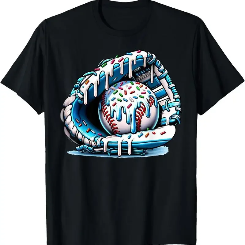 Baseball Drip Ice Cream Sprinkles Baseball Glove T-Shirt