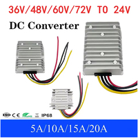 36V 48V 60V 72V 30-90V to 24V 5A 10A 15A 20A DC DC Converter Step Down Voltage Regulator Transformer Bus Truck Car Power Supply