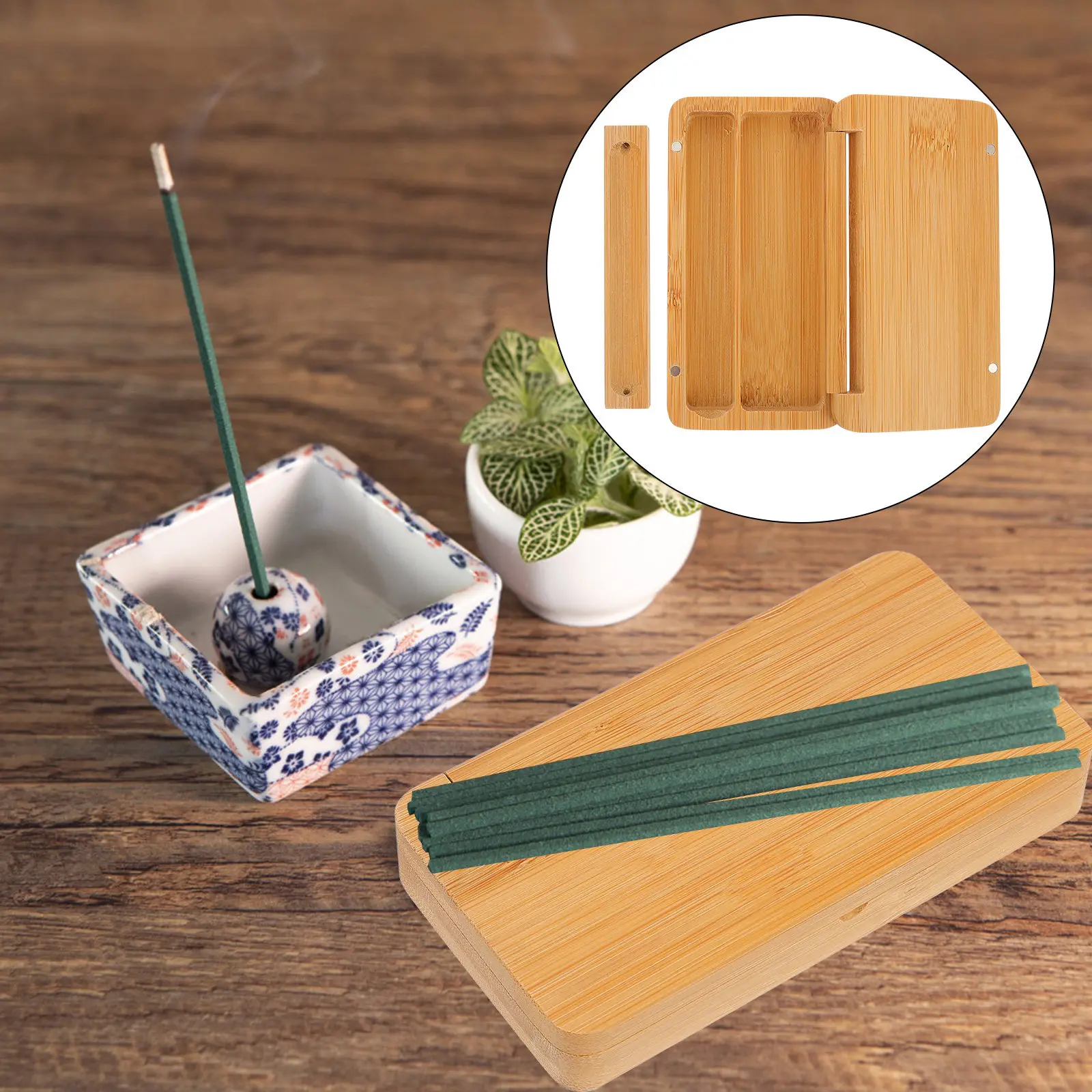Exquisite Handcrafted Sandalwood Incense Box Lightweight Dense Wood Construction Clear Grain Visible Portable Incense Storage