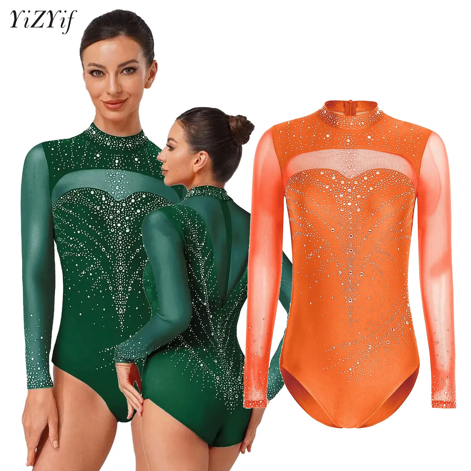 

Rhythmic Gymnastics Jersey Womens Artistic Figure Skating Ballet Dance Costume Rhinestone Practice Leotard Jumpsuit Bodysuit