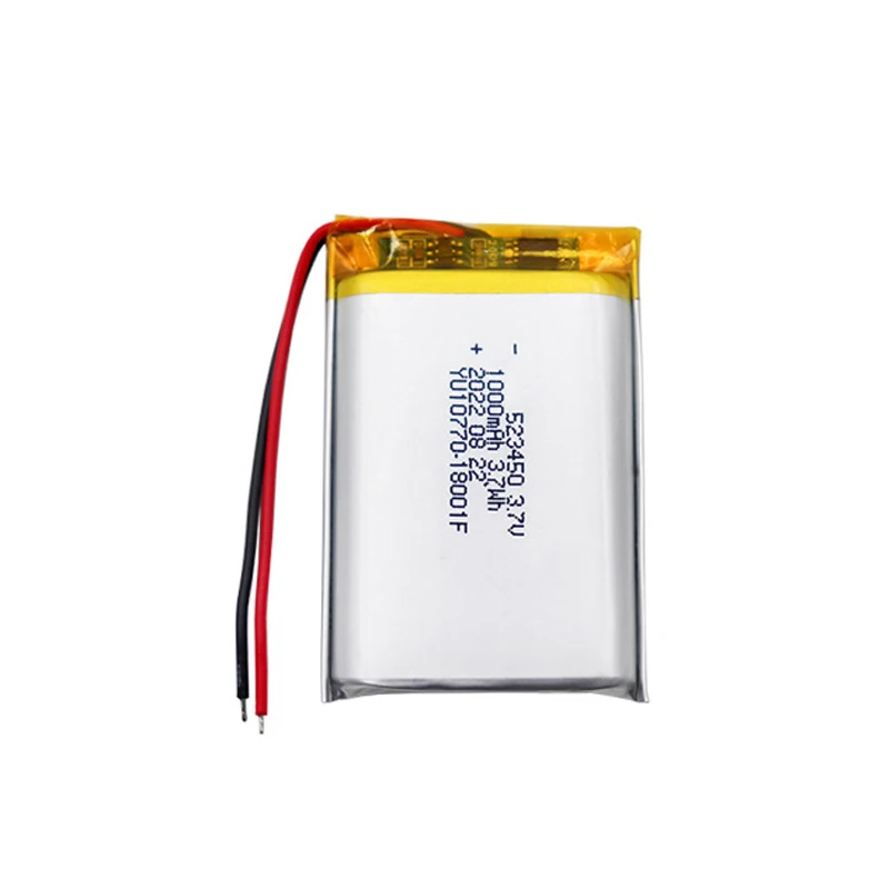 523450 1000mAh 3.7V Polymer Lithium Battery For Car Recorder Ordering Machine Cosmetic Mirror Size: 5.2*34*52mm