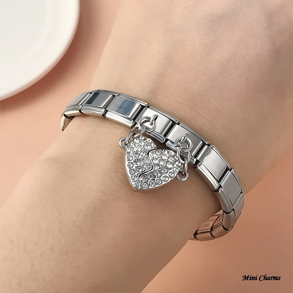 Design Removable Magnetic Attraction Heart Italian Charm Link Fit 9mm Stainless Steel Bracelet Fashion DIY Making Beads Jewelry