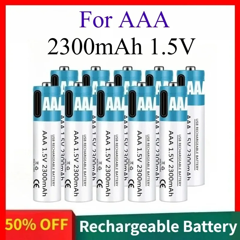 

2300mAh 1.5V AAA Rechargeable Battery with Type-C Fast Charging for Air Conditioner and TV Remote Control Replacement Battery