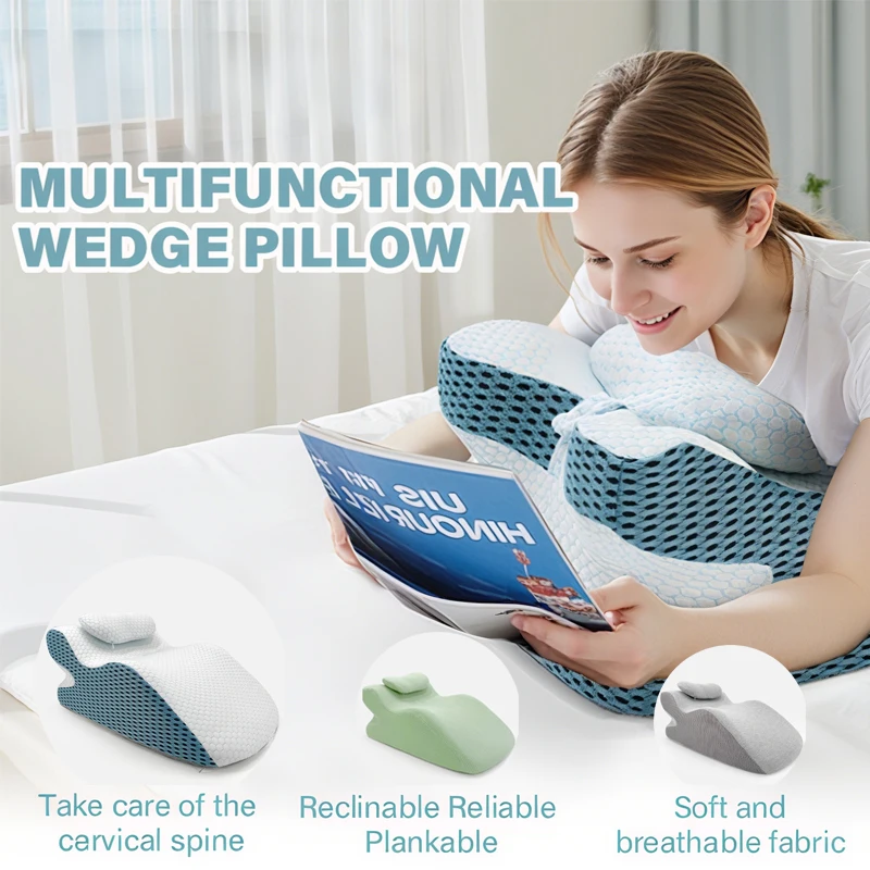 Bed Wedge For Reading Memory Foam Relaxing Prone Pillow Ergonomic Cushion Cervical Body Pillow Pregnant Women Leg Waist Pillow