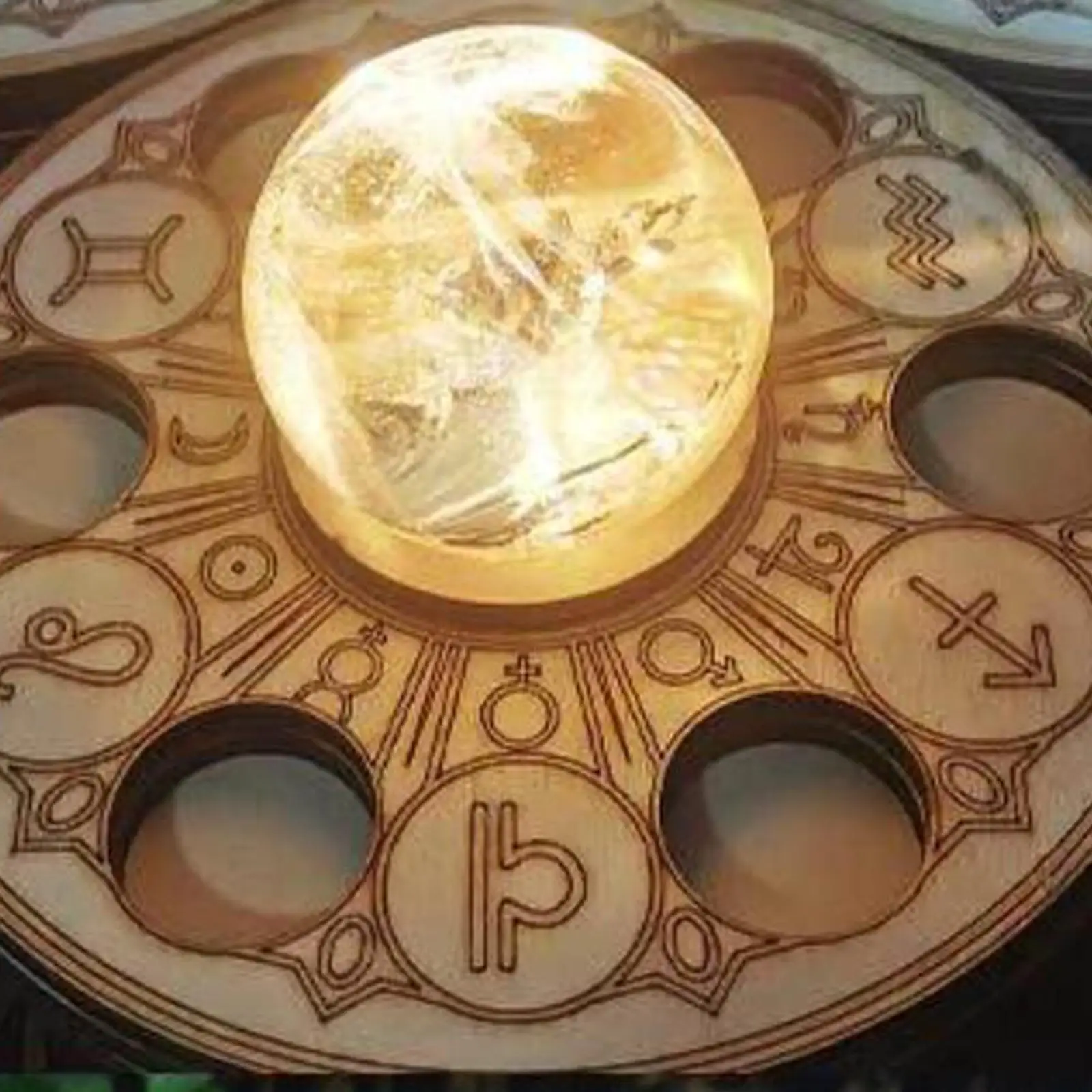 LED Light Base for Crystal Ball Stand Wooden Round Holder 3D Night Lamp Home Decor Display