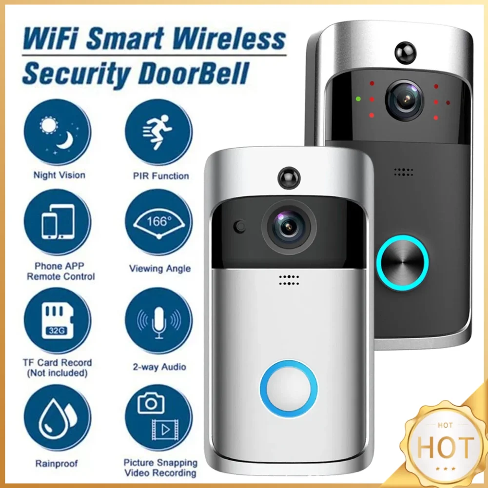 

V5 Wireless Smart Doorbell Night Vision 720P HD Indoor Ding-Dong Machine with Noise Canceling Microphone Home Security Equipment