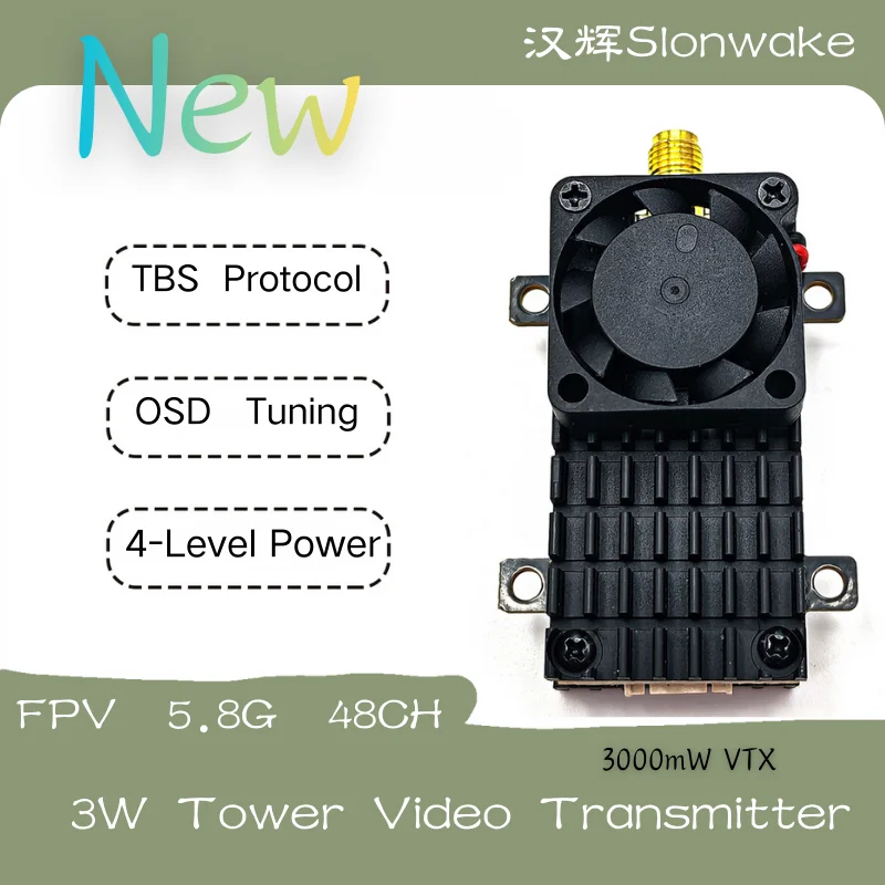 Torre VTX de 3000mW, 0 latencia OSD/TBS/48CH + 1800TVL, cámara FPV Starlight de 1/1,8 pulgadas, 5-40V para Dron, coche RC, batería larga de alto alcance Li