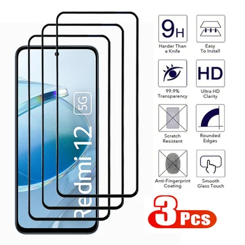 샤오미 레드미 화면 보호대 강화 유리 필름, 레드미 노트 12 13 프로 플러스 4G 5G, 레드미 12S 12C 13C 12T 프로 4G 5G, 3 개