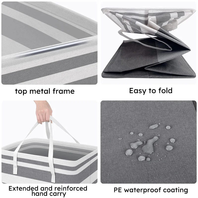 Large PE Coated Waterproof Dirty Clothes Basket Foldable Home Dormitory Dormitory Multifunctional Organization Storage