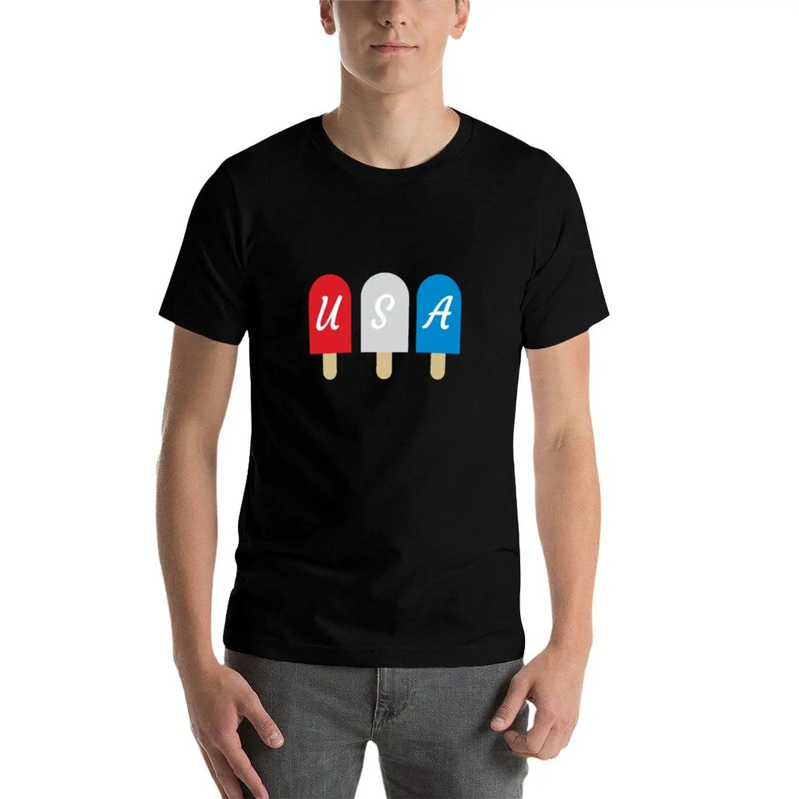 

4th of July USA popsicles T-Shirt t shirts for man graphic vintage anime tshirt man t shirts for men T-Shirt
