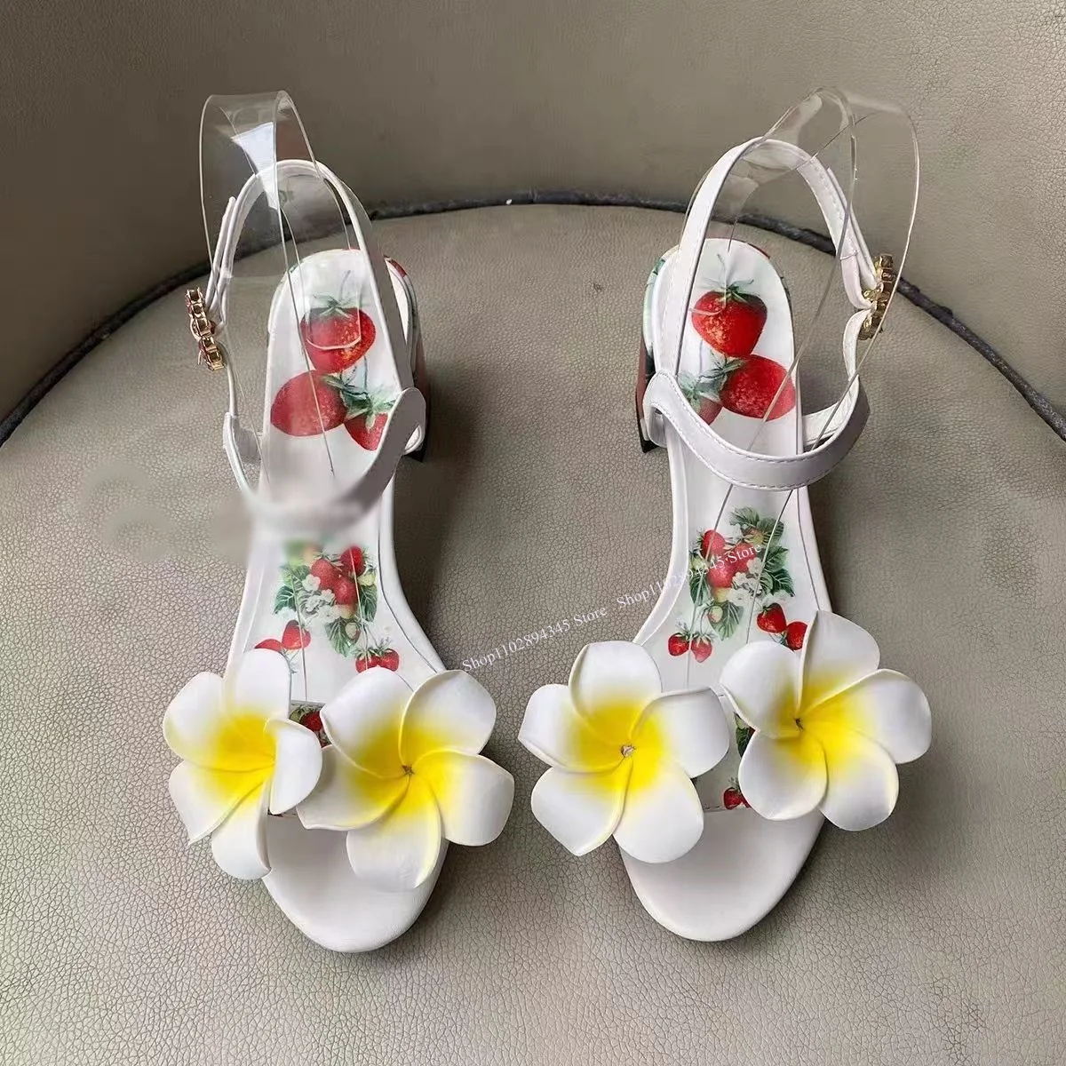 Białe sandały z płytkim wzorem, klamrą, na masywnym obcasie, z odkrytymi palcami, modne, seksowne, nowatorskie, w stylu western, letnie buty damskie, zapatillas mujer.