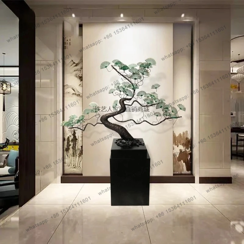 

Metal welcome pine ornament, living room entrance, large floor decoration, lobby decoration, wrought iron sculpture