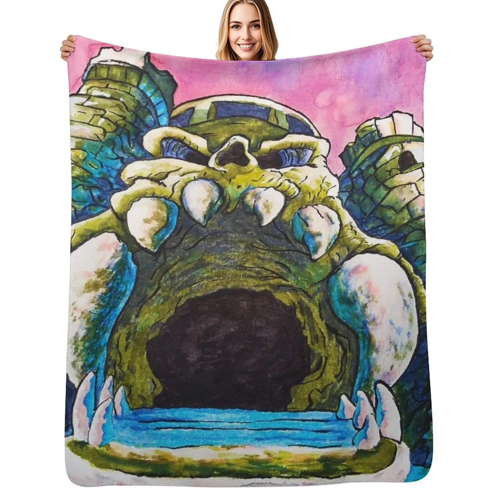 

Castle Grayskull watercolor painting Throw Blanket Hairys for winter Tourist Bed Fashionable Blankets