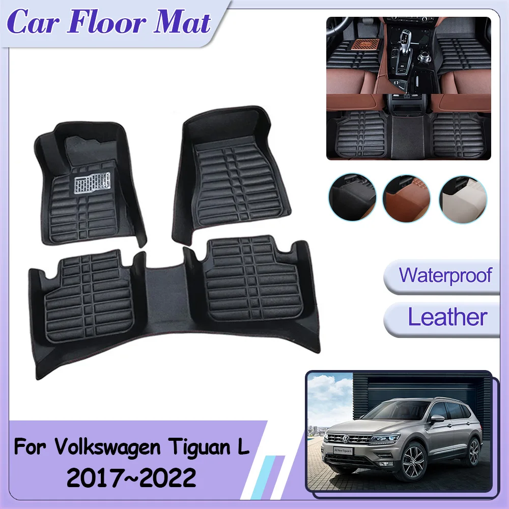 

Car Floor Mat for Volkswagen VW Tiguan L Allspace BW BK LWB 2017~2022 Foot Parts Leather Panel Liner Carpets Interior Accessorie